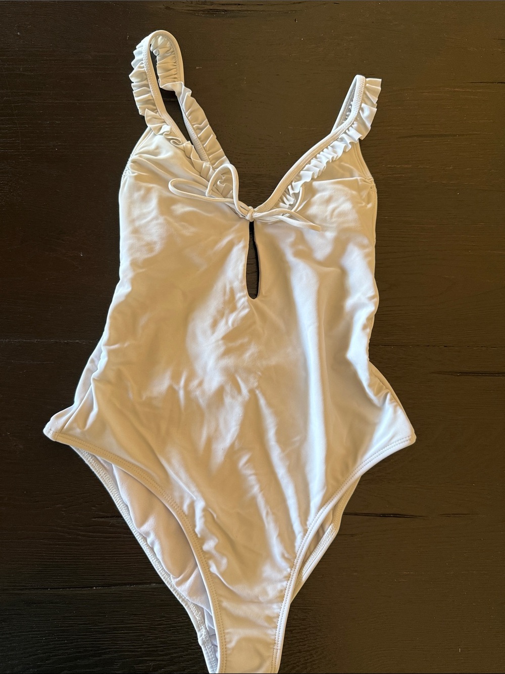Ruffle Strap One-Piece Swimsuit - White